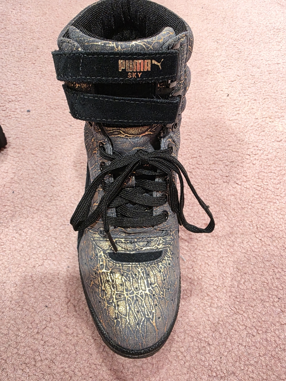 PUMA Sky High-Top Metallic Black & Gold Women's Sneakers - Picture 14 of 16